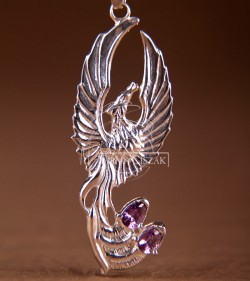 Phoenix with two amethysts